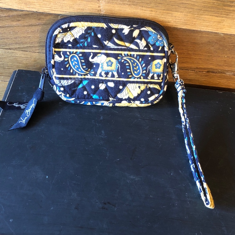Vera Bradley Navy, Yellow & Blue Quilted Wristlet “Ellie Blue”